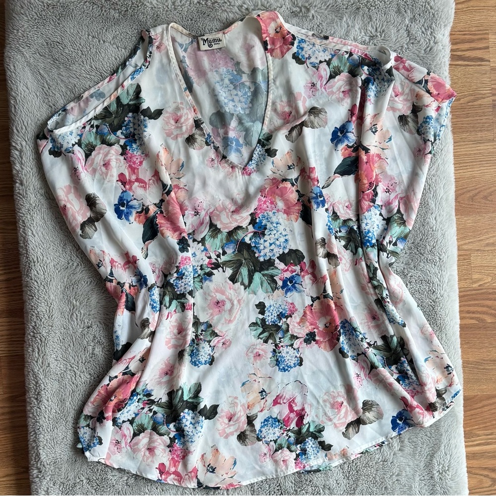 Women’s Casual Floral Printed V-Neck Kimono Top “Show Me Your Mumu”